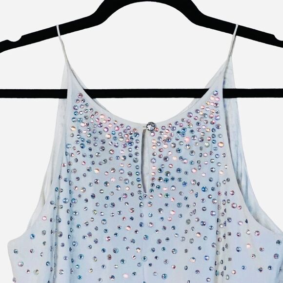 Milly x Revolve White Silk Flyaway Crystal Rhinestone Camisole Tank Top Sz S/4-6 - Picture 10 of 16